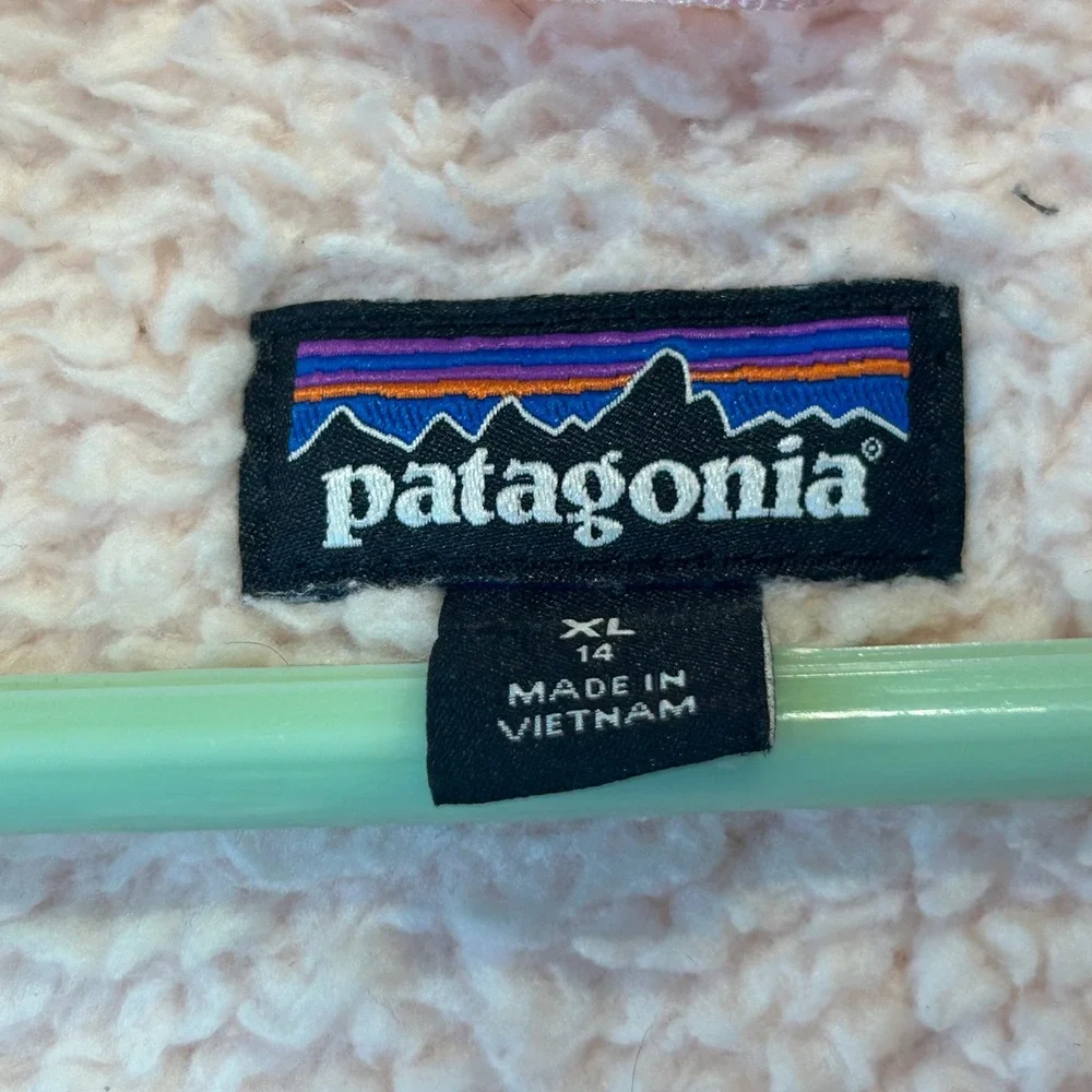 Patagonia Girls Los Gatos Fleece Vest Pink Full Zip XL 14 65490